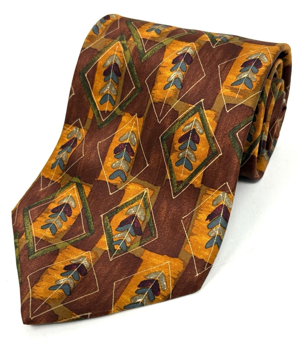 Ermenegildo Zegna 100% Silk Tie Brown Rust Orange 3.75 x 59 Neck Tie Italy